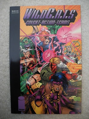 Compendio de equipos de acción encubiertos Wildcats TBP Jim Lee imagen artística cómics 1993 casi nuevo Foto 1 de 2