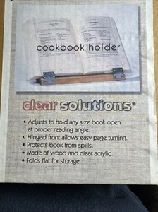 Wood & Metal Cookbook Recipe Holder Stand w/glass Splatter Guard 📦 - Picture 1 of 5