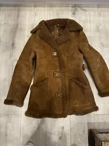 Vintage Baileys Of Glastonbury Sheepskin Belted Coat - Picture 1 of 15