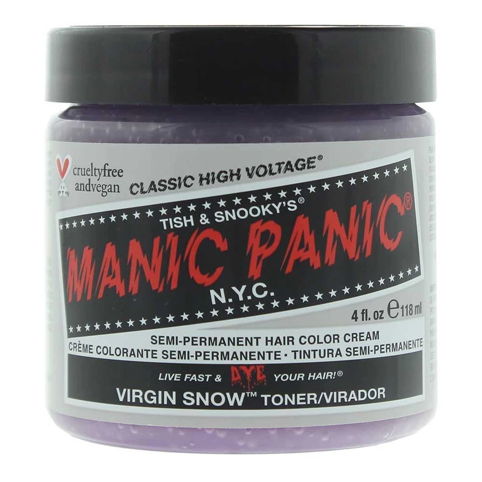 2 X Manic Panic Semi-permament Hair Color Dye Virgin Snow Cream Formula 118ml