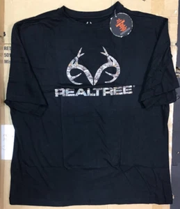 Real Tree T-Shirt Men's XL Short Sleeve Graphic Logo Crew Neck Black C23 - Picture 1 of 4