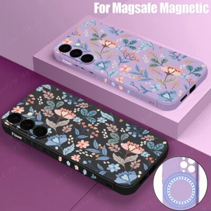 For Samsung Galaxy S24 S23 S22 Ultra S21 FE Magnetic Flowers Magsafe Phone Cover - Picture 1 of 19