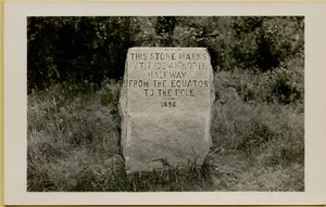 VTG Stone Marker Halfway Between Equator & North Pole RPPC Photo Postcard A8 - Picture 1 of 2
