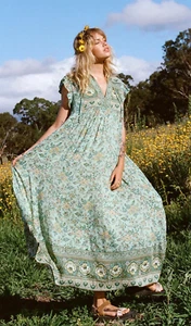 Spell & The Gypsy ~ Folk Song House Dress Sage Green Maxi ~ M Medium 12 14 - Picture 1 of 12