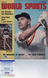 SIR COLIN COWDREY (RIP) ICONIC ENGLAND CRICKETER SIGNED VINTAGE MAGAZINE PSA - Foto 1 di 1
