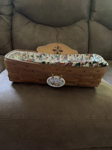 Longaberger 1995 Bread Basket 14X8 With Liner, Fabric Etc Cover