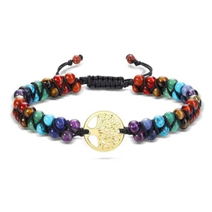 Natural Healing 7 Chakra Crystal Quartz Tree Life Rope Braided Stone Bracelets - Picture 1 of 8