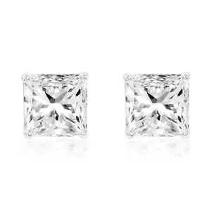 Suzy Levian White Sterling Silver Asscher-Cut CZ 8mm 4 cttw Stud earrings 2 - Picture 1 of 2
