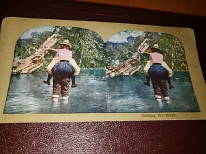 Vintage Stereoscope view card crossing the brook - Picture 1 of 3