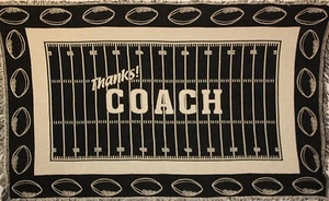 Football `THANKS! COACH` Throw Blanket - NEW Soft and Warm 100% Cotton USA Made - Picture 1 of 1
