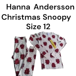 Hanna Andersson Nwt Peanuts Snoopy Doghouse Christmas Pajamas Kids Boys Size 12 - Picture 1 of 11