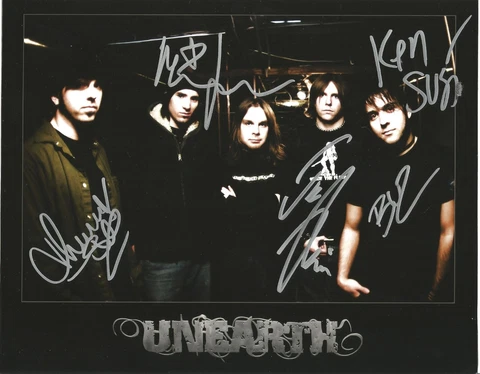 Unearth Metalcore Band Original Hand Signed By All Members Photo COA AFTAL Cover