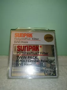 37MM TWIN PAK (SUNPAK BRAND) FILTERS NEW! CIRCULAR POLARIZER & UV HAZE - Picture 1 of 5