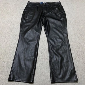 Old Navy Womens sz 14 Pants Black High Rise Bootcut Faux Leather Goth Motorcycle - Picture 1 of 12