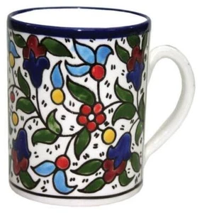 Ceramic Mug Hebron Crafts Handmade Painting Tea Coffee Decor multi-color Pattern - Picture 1 of 2