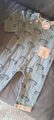 Mameluco Mud Pie Monkey para niños 9-12 meses broches de presión mezcla de algodón bolsillo nuevo con etiquetas Foto 1 de 4