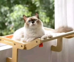 Mewoofun Sturdy Cat Window Perch Wooden Assembly Hanging Bed Cotton Canvas - Picture 1 of 1