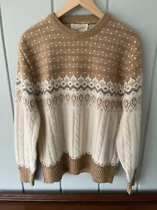Vintage Jantzen beige & weiß Fair Isle 70er Urlaub Pullover - Herren XL - Bild 1 von 6
