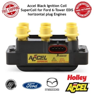 Accel Black Ignition Coil SuperCoil for Ford 6-Tower EDIS horizontal plug Engine - Picture 1 of 11