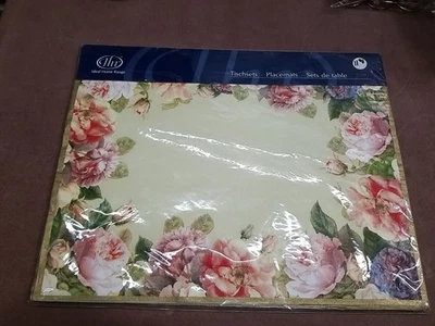 Paquete sellado ideal para el hogar 12 manteles rectangulares grandes para café rosas papel dorado Foto 1 de 4