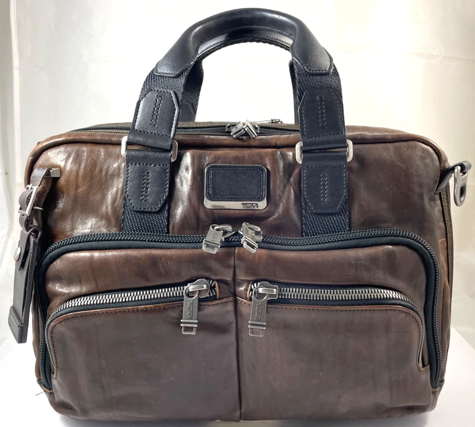 Tumi Alpha Bravo Albany Sim Briefcase Laptop Bag 100% Leather 932640DBL Reg $625 - Image 1 of 4