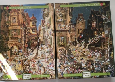 2 x Heye Puzzles RARE Reba Romantic Town By Day Unopened & By Night Complete - image 1 of 4