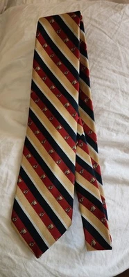Винтажный мужской галстук Abercrombie & Fitch Repp шелк красный темно-синий в золотую полоску  - Изображение 1 из 4
