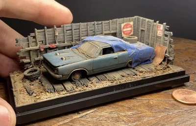1/64 Dodge Dart Swinger Barnfind Mini-Diorama desk art diecast ooak - Image 1 of 4