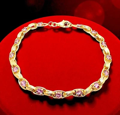 天然紫水晶爱情结手链 | 14K 镀黄金 925 银 — 第 1/3 张图片