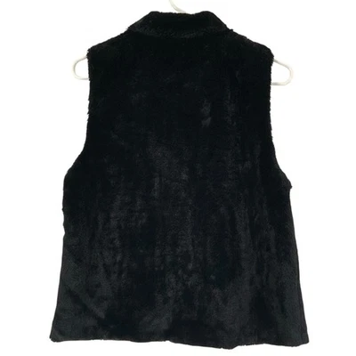 Chaleco Cejón Negro Imitación Piel Mujer Talla M Cuello Solapa Sin Mangas Cierre Gancho-Ojo Foto 1 de 4