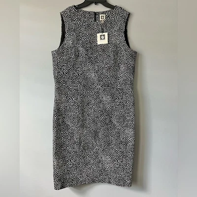 Vestido Vaina Anne Klein Tejido Jacquard Punteado Cuello Redondo Sin Mangas Talla 16 Foto 1 de 4