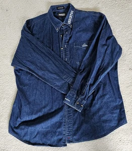 Resistol Shirt XL Embroidered Blue Denim Western Cowboy Rodeo Gear Button Up - Picture 1 of 9