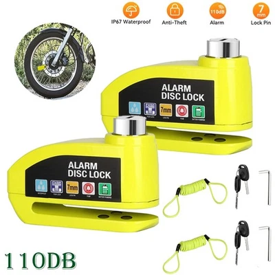 2X Alarma de seguridad impermeable bloqueo freno disco rueda antirrobo moto bicicleta Foto 1 de 4