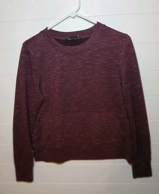 Sudadera para mujer Prana cuello redondo bolsillo frontal ciruela talla mediana Foto 1 de 4