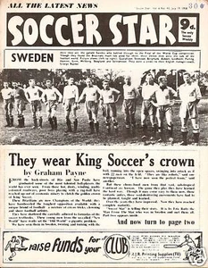 7-19-58 revista estrella de fútbol de Inglaterra con equipo sueco en portada - Imagen 1 de 1