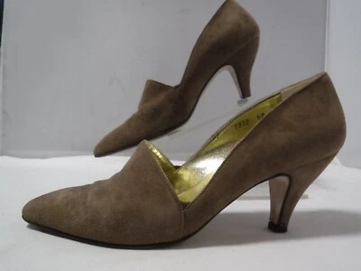 Botas de salto pontiagudo GA14 VINTAGE Walter Steiger feitas à mão Itália camurça marrom 6,5 - Imagem 1 de 4