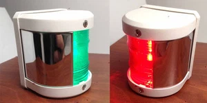 MARINE BOAT GREEN STARBOARD AND RED PORT SIDE LED NAVIGATION LIGHT - WHITE - Picture 1 of 6