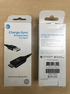 AT&T 4-Foot USB-A to Type C Cable, Braided Charge and Sync Cable - NEW - Picture 1 of 3