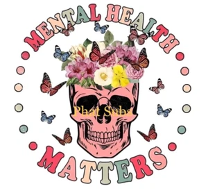 Impresión de sublimación lista para presionar transferencia de calor asuntos de salud mental cráneo - Imagen 1 de 1