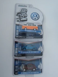 Greenlight Volkswagen V-Dub Lot of 3 VW Bus and 2 Beetles 1:64 Scale NIP - Picture 1 of 5