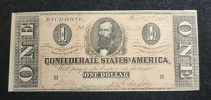 1864 $1 Confederate States of America Note T-71 - Picture 1 of 4