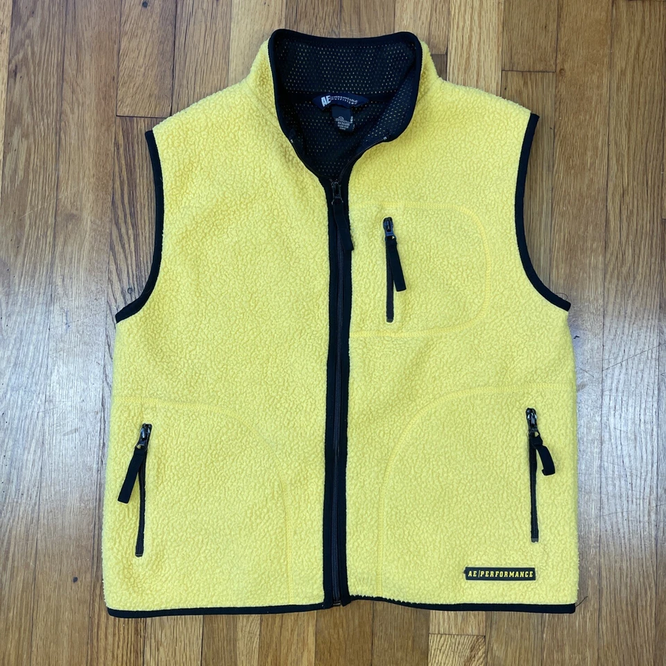 Chaleco polar vintage años 90 AE Performance para hombre M cremallera completa caminata campamento amarillo Foto 1 de 4