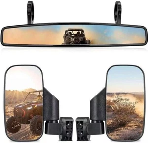 UTV Rear Side Center Mirrors Set 1.75" Roll Bar For Polaris RZR 570/900/XP 1000 - Picture 1 of 12