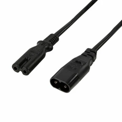 2m Netzkabelverlängerung Kaltgeräte Stecker auf Buchse IEC C8/C7 Stromkabel - Bild 1 von 4