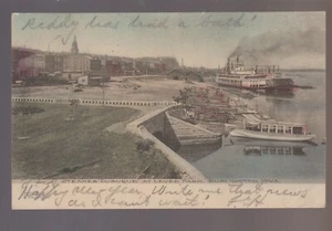 Burlington IOWA 1907 STEAMBOAT DUBUQUE Steamer Docked Beach MISSISSIPPI RIVER B1 - Picture 1 of 2