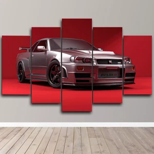 Nissan Skyline GTR R34 Sportwagen 5 Stück Leinwand Wandbild Kunstdruck Wohndeko - Bild 1 von 4