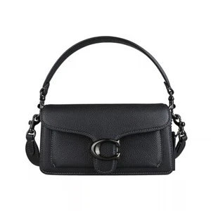 Coach Tabby 20 Pebbled Leather Shoulder Bag, White/Black Crossbody Handbag - Picture 1 of 22