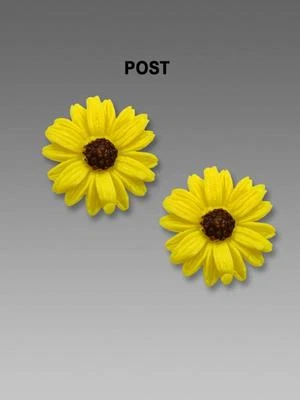 Sienna Sky Earrings Handmade Bright Yellow Sunflower Studs Post Earrings 1800 - Image 1 of 4