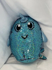 Shimmeez 8" Arlo Narwhal Reversible Sequin Plush Stuffed Animal - Picture 1 of 4