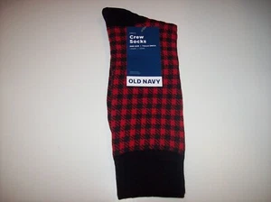 Calcetines Old Navy Para Hombre Un Par Crew Rojo Gingham Novedad Talla Única Nuevos - Imagen 1 de 2